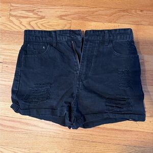 Black Distressed Women's Shorts